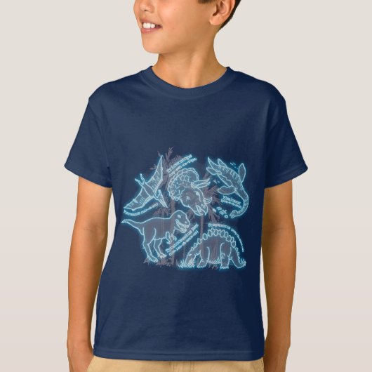 Elektrischer blauer T - Shirt des Dinosauriers (Vorderseite)