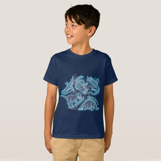 Elektrischer blauer T - Shirt des Dinosauriers (Vorne ganz)