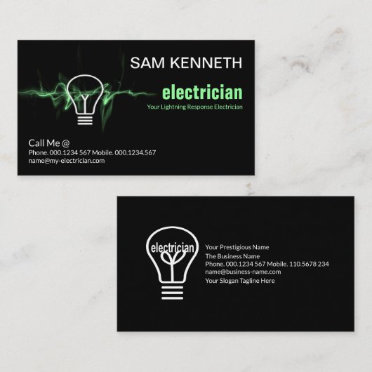Elektrischer Blitzlichter Visitenkarte (Vorne/Hinten)