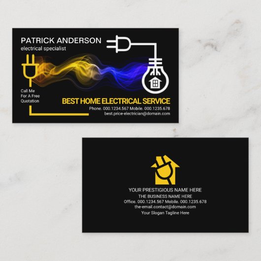 Elektrischer Blitzlichtschalter Visitenkarte (Vorne/Hinten)