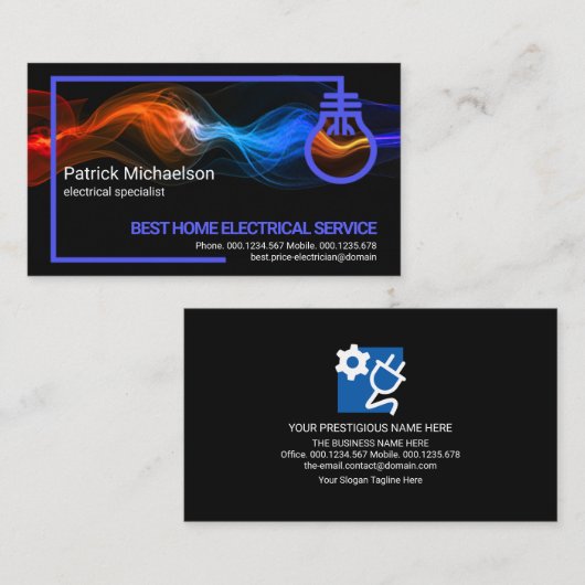Elektrischer Blitzstrahl Visitenkarte (Vorne/Hinten)