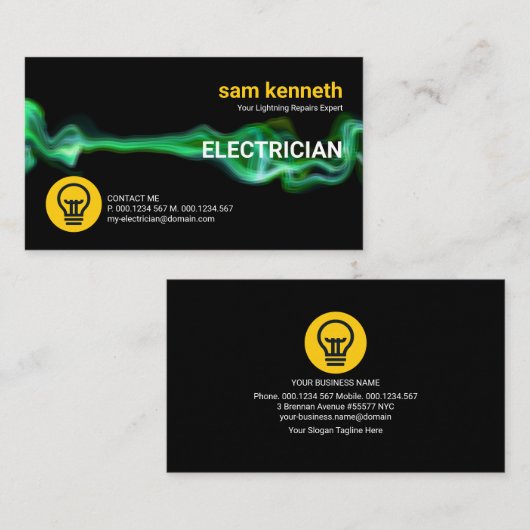 Elektrischer Blitzstrom Visitenkarte (Vorne/Hinten)