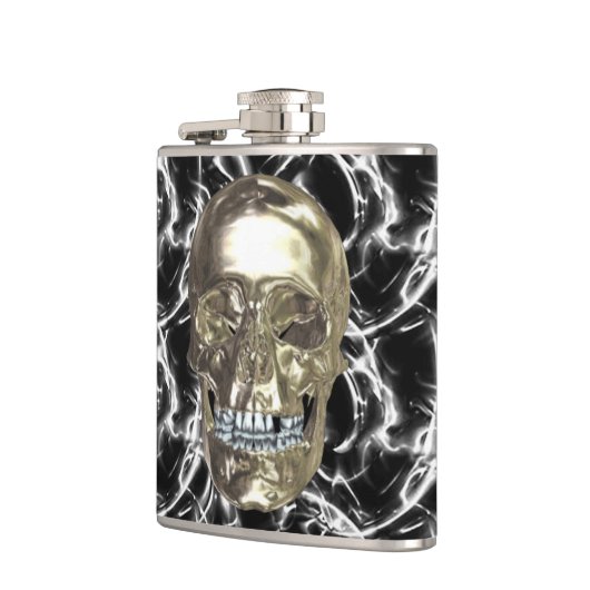 Elektrischer Chrome-Schädelkolben Flachmann (Links)