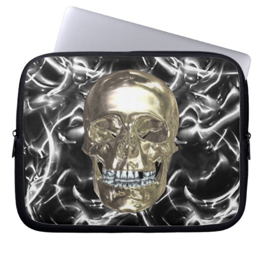 Elektrischer Chrome-Skull-Laptop-Sieb Laptopschutzhülle (Vorderseite)