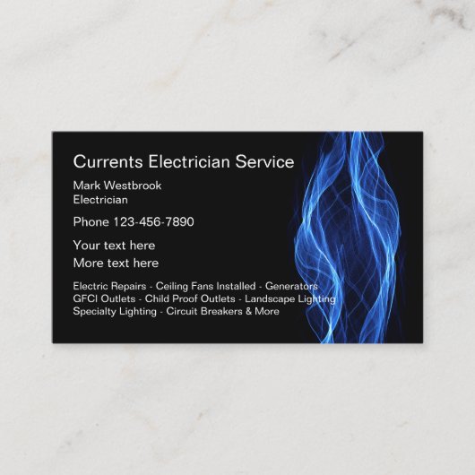 Elektrischer Dienst Einmalige Visitenkarten Visitenkarte (Vorderseite)