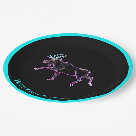 Elektrischer Elch Pappteller (Schrägansicht)