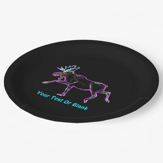 Elektrischer Elch Pappteller (Schrägansicht)