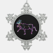 Elektrischer Elch Schneeflocken Zinn-Ornament (Vorderseite)