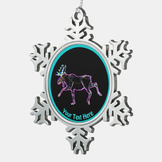 Elektrischer Elch Schneeflocken Zinn-Ornament (Rechts)