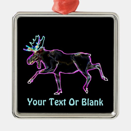 Elektrischer Elch Silbernes Ornament (Vorne)