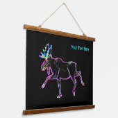 Elektrischer Elch Wandteppich Mit Holzrahmen (Gewinkelt)