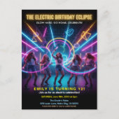 Elektrischer Geburtstags-Neon-Glow-Party Postkarte (Vorderseite)
