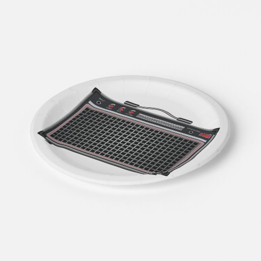 Elektrischer Gitarrenverstärker Pappteller (Schrägansicht)