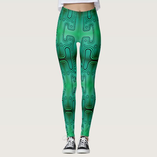 Elektrischer grüner mechanischer Android-Futuristi Leggings (Vorderseite)