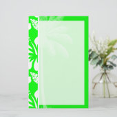 Elektrischer grüner tropischer Hibiskus; Palme Briefpapier (Stehend Vorderseite)