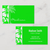 Elektrischer grüner tropischer Hibiskus; Palme Visitenkarte (Vorne/Hinten)