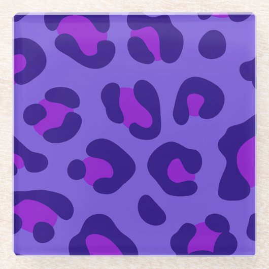 "Elektrischer Lila Leopard" Glasuntersetzer (Vorderseite)
