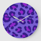"Elektrischer Lila Leopard" Große Wanduhr (Vorderseite)