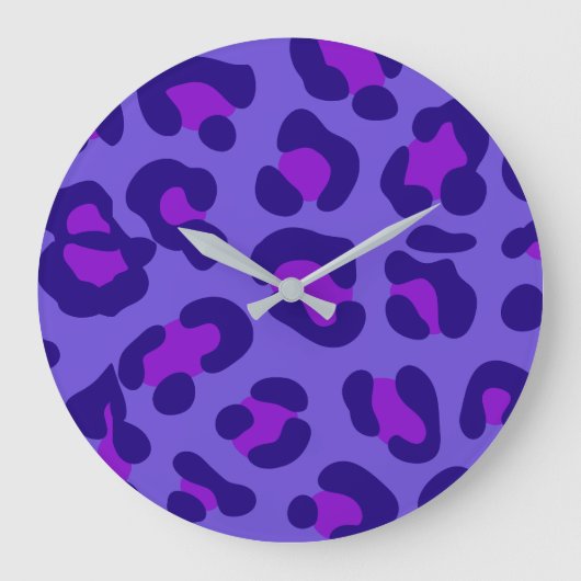 "Elektrischer Lila Leopard" Große Wanduhr (Vorderseite)