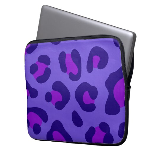 "Elektrischer Lila Leopard" Laptopschutzhülle (Vorderseite Links)