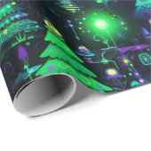 Elektrischer Lila Weihnachtsbaum Geschenkpapier (Rolleneckpunkt)