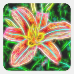 Elektrischer Lily-Sticker Quadratischer Aufkleber