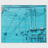 ELEKTRISCHER METER AUF DER BLAUE BRICK WALL GESCHENKPAPIER (Flach)