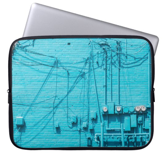 ELEKTRISCHER METER AUF DER BLAUE BRICK WALL LAPTOPSCHUTZHÜLLE (Vorderseite)
