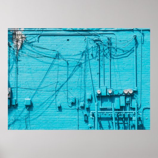 ELEKTRISCHER METER AUF DER BLAUE BRICK WALL POSTER (Vorne)