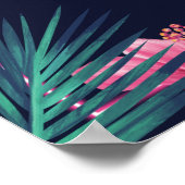 Elektrischer Neon Rosa Tropischer Empfang Geburtst Poster (Ecke)