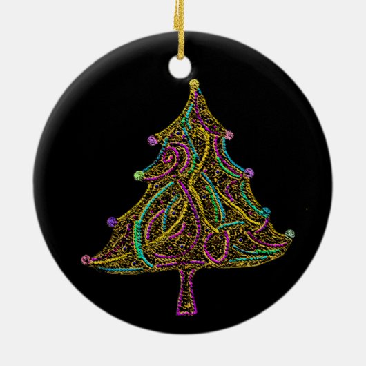 Elektrischer Neonweihnachtsbaum Keramikornament (Hinten)