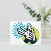 Elektrischer oder Power-Lineman mit einem Stecker Postkarte (Stehend Vorderseite)