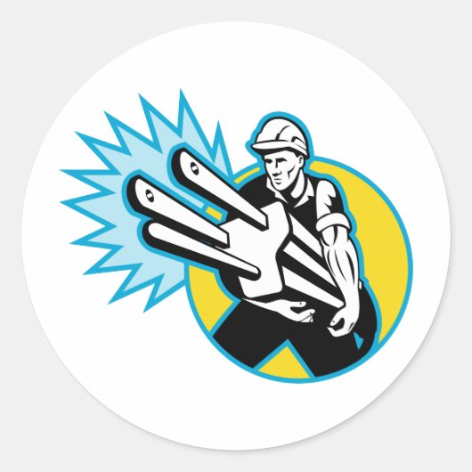 Elektrischer oder Power-Lineman mit einem Stecker Runder Aufkleber (Vorderseite)