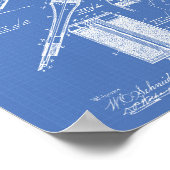 Elektrischer Pen 1894 Patentart Blueprint Poster (Ecke)