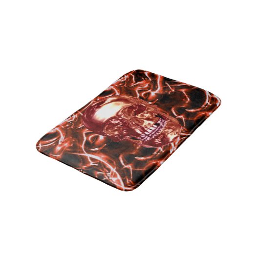 Elektrischer Red Chrome Skull Bath Mat Badematte (Schrägansicht)