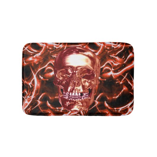 Elektrischer Red Chrome Skull Bath Mat Badematte (Vorderseite)