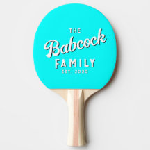 Elektrischer Retro-Cyan-Familienname & Jahr