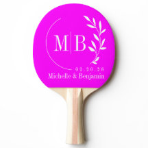 Elektrischer Retro-Rosa-Blatt-Hochzeits-Monogramm-