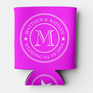Elektrischer Retro-Rosa-Hochzeits-Monogramm-Stern Dosenkühler