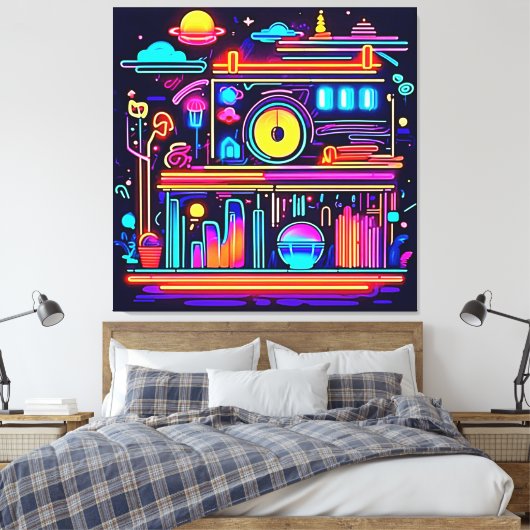 Elektrischer Stadtpuls Leinwanddruck (Insitu (Schlafzimmer))