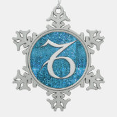 Elektrischer Steinbock Schneeflocken Zinn-Ornament (Vorderseite)