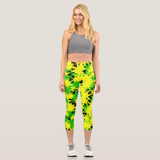 Elektrischer Sternenexplosion  Capri Leggings (Vorderseite)