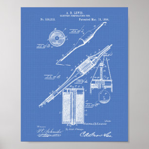 Elektrischer Stift 1894 Patent Kunst Blaupause Poster