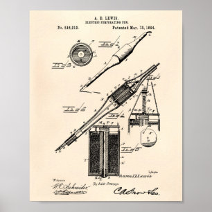 Elektrischer Stift 1894 Patentkunst Altes Papier Poster