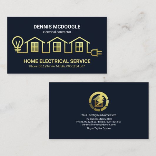Elektrischer Stromverteiler von Gold Zuhause Visitenkarte (Vorne/Hinten)