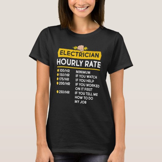 Elektrischer Stundensatz Stromkabel Lineman T-Shirt (Vorderseite)