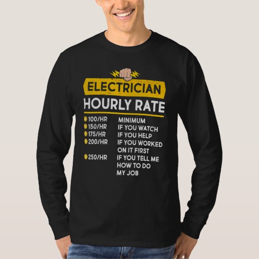 Elektrischer Stundensatz Stromkabel Lineman T-Shirt (Vorderseite)