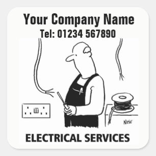 Elektrischer Theme Cartoon Quadratischer Aufkleber