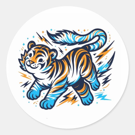 Elektrischer Tiger Runder Aufkleber (Vorderseite)