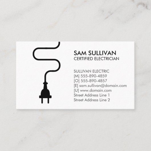 Elektrischer Unternehmer Visitenkarte (Vorderseite)